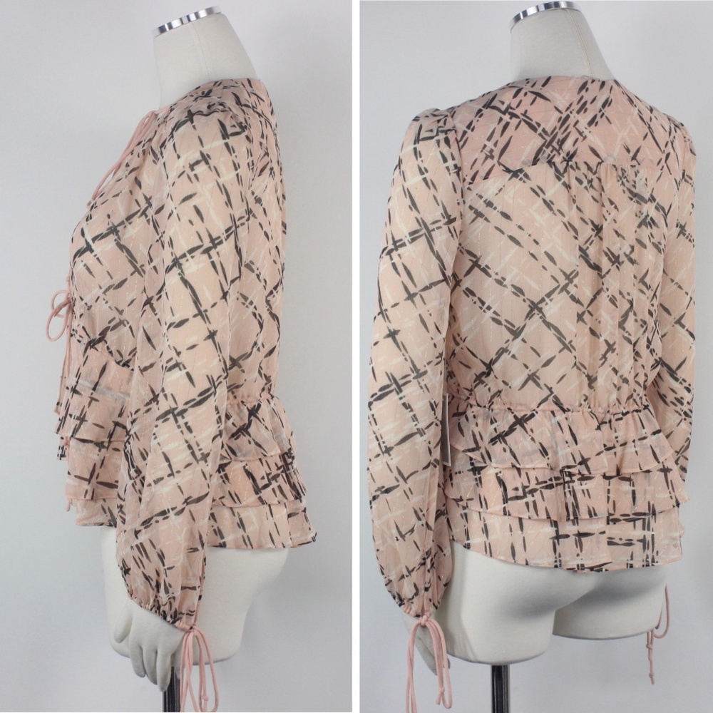 NWT Olivia Palermo Neck Tie Empire Waist Blouse M - Picture 4 of 8